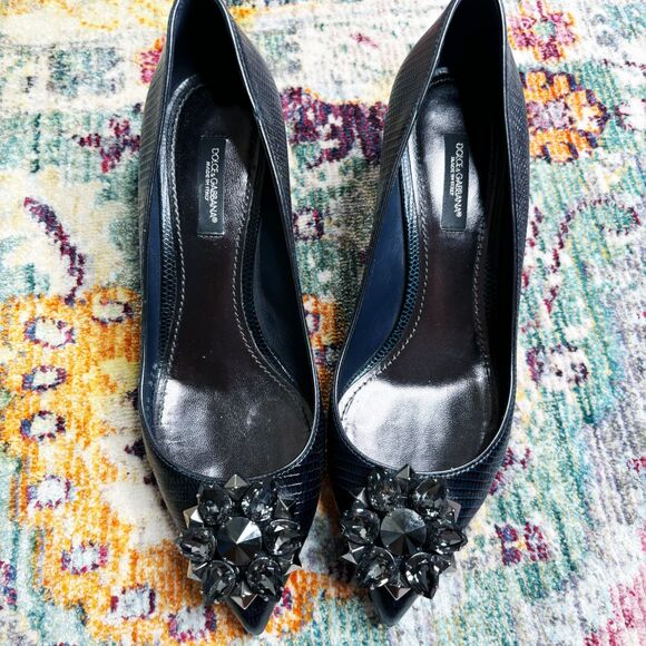 Dolce Gabbana Bellucci Embossed Kitten Heels - Picture 9 of 9